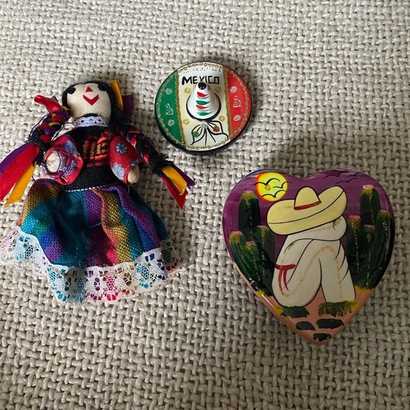 Other - Mexican ring holder, jewelry box and handmade traditional doll bundle